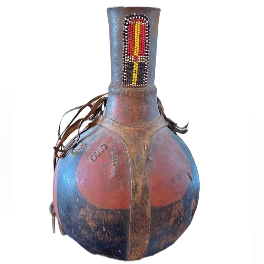 Vintage African Water Gourd, 18”X 8”